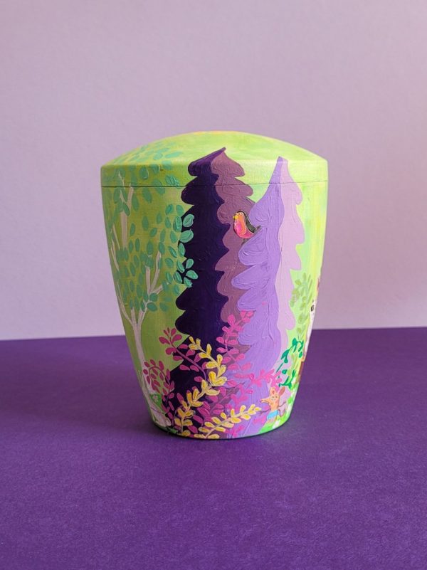 foto kinder urne waschbaer gruen lila handgemacht