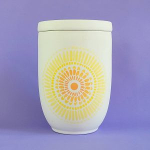 foto keramik urne mandala gelb orange